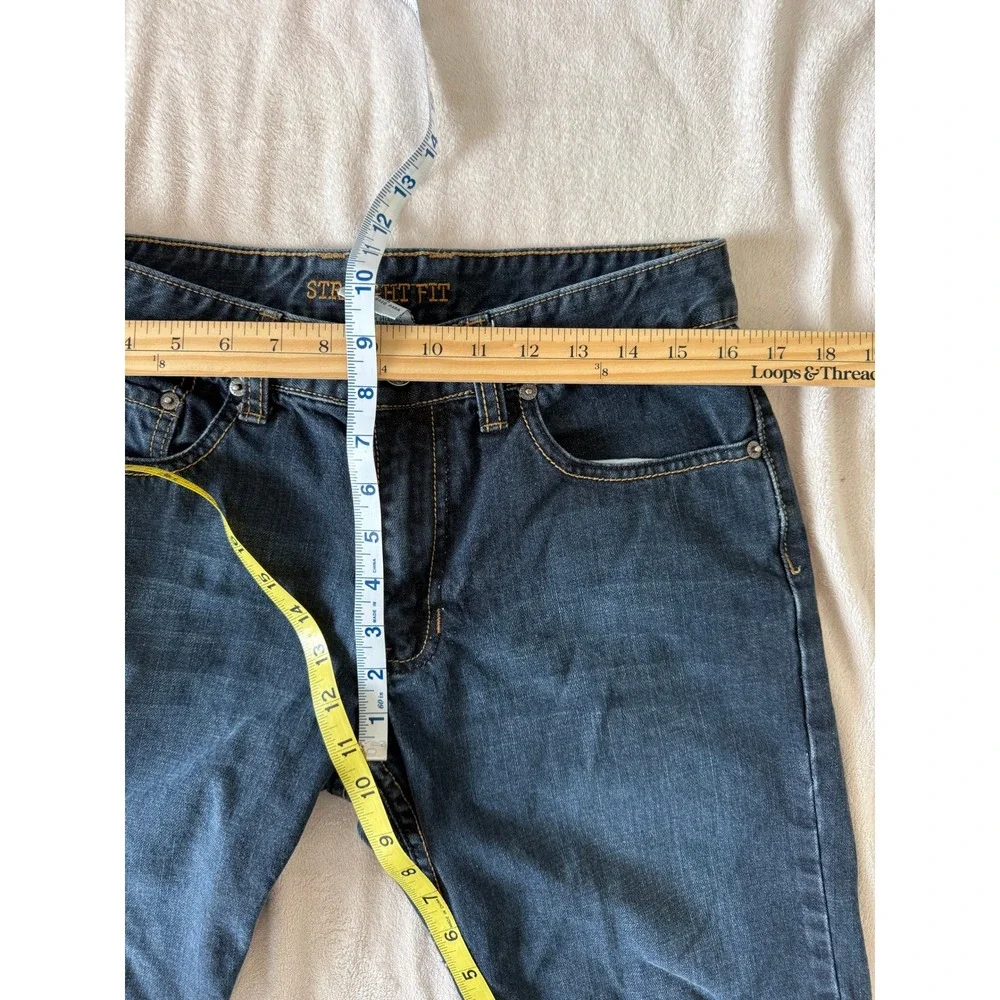 Route 66‎ Straight Fit Denim Shorts Mens 30 Blue Dark Wash Zip Pocket Cotton